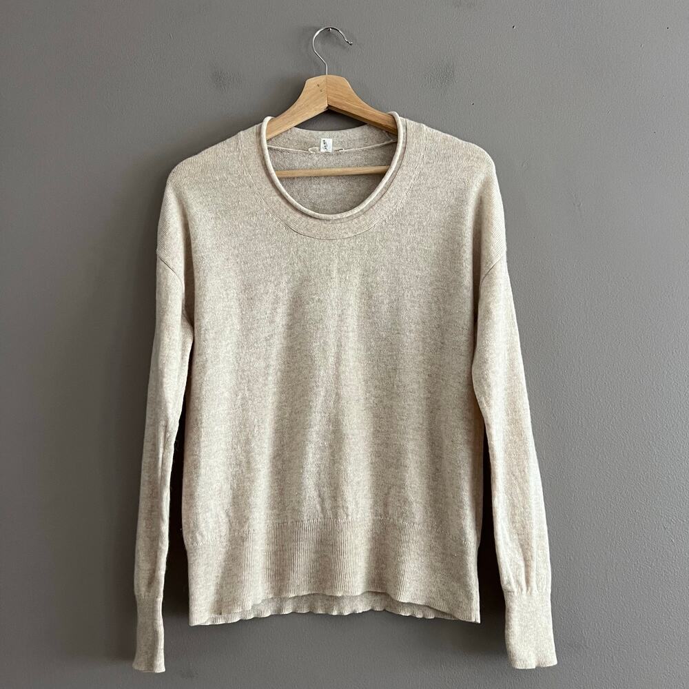 COS Wool Cashmere Blend Sweater Women Oatmeal Beige Crew Neck Knit Pullover XS